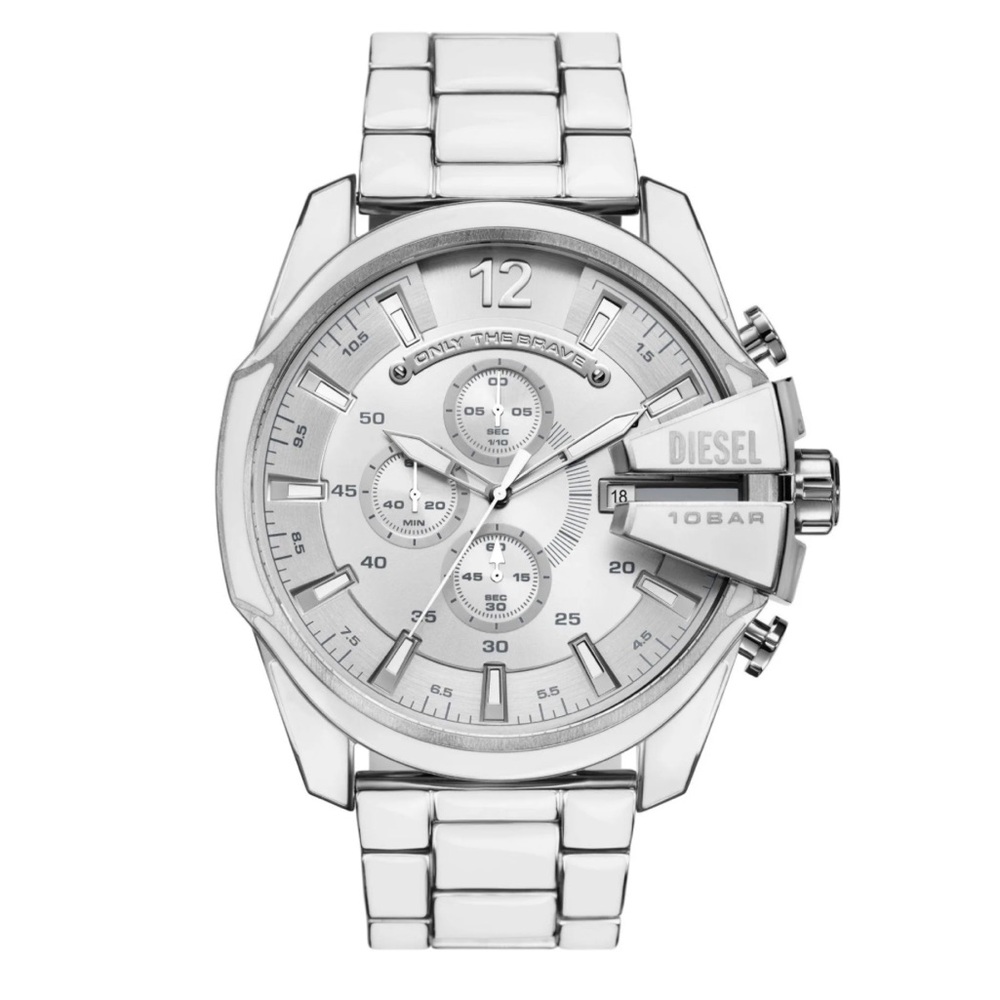 Diesel Mega Chief White & Stainless Steel Chronograph Watch DZ4660